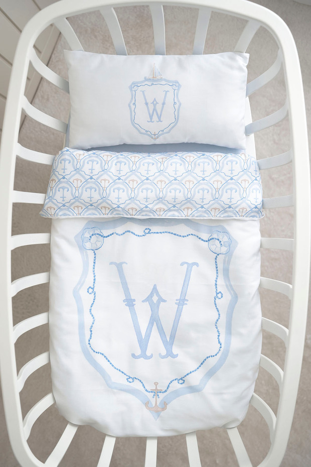 Mother's Side Duvet Cover Set (60X100) - Noble Series - Blue - Letter W