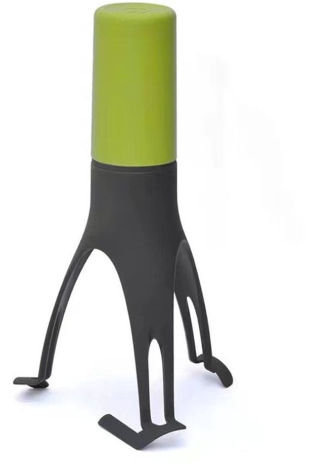 Electric cooker mixer, automatically stirs sauces, soups, and stews; green and gray color.