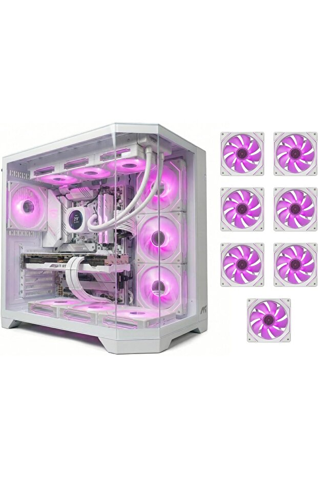 Prism Core ATX Gaming PC Case, Triple Glass, 7 ARGB Fans, 420mm GPU, 360mm Radiator Support