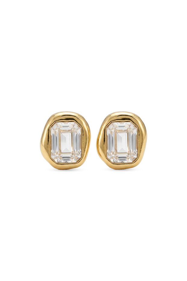 Steel Facet Crystal Stone Earrings
