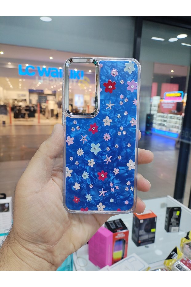 Samsung Galaxy A37 Compatible Daisy Shine Stone Flower Pattern Shiny Case
