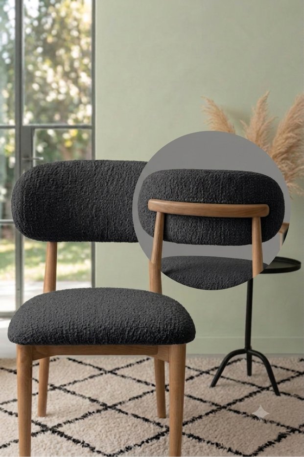 Bohemian Chair Cover - Full Back Coverage - Flexible Elastic Washable - Anthracite