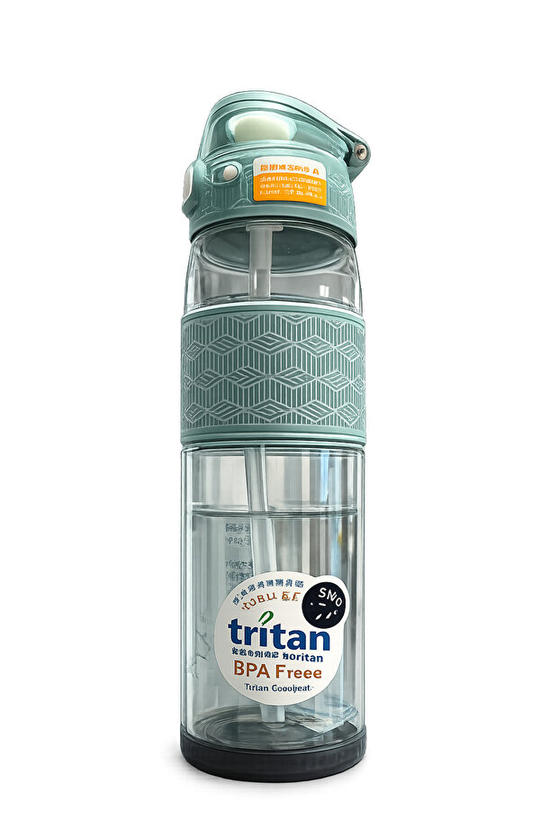 Tritan Water Bottle with Transparent Lid and Strap Lock, 800 Ml.