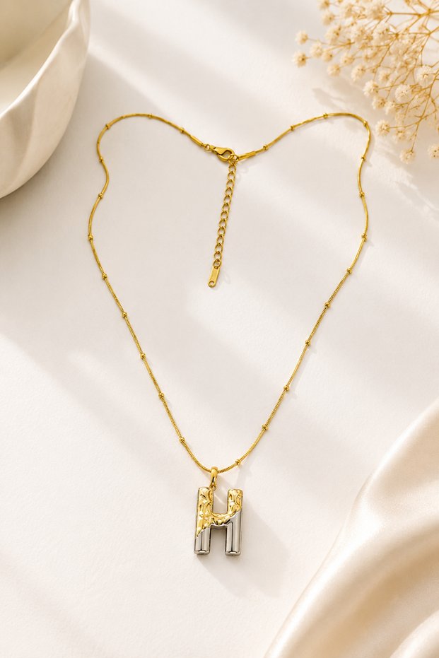 Double Color H Letter Steel Necklace