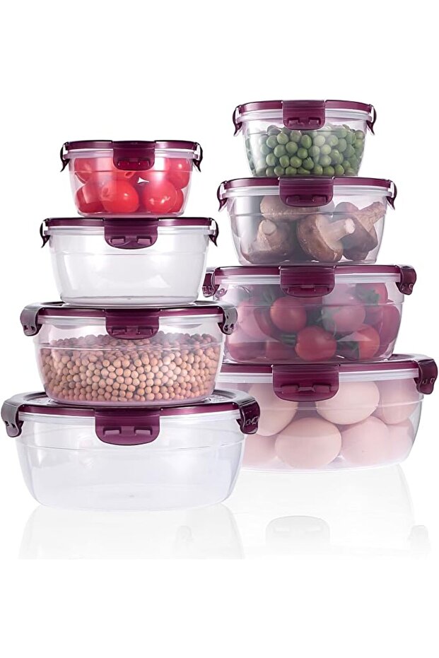 مجموعة من 4 حاويات بلاستيكية لتخزين الطعام خالية من مادة BPA (صغير/متوسط/كبير/كبير جدًا) مع أغطية محكمة الإغلاق، مانعة للتسرب، صالحة للاستخدام في الميكروويف