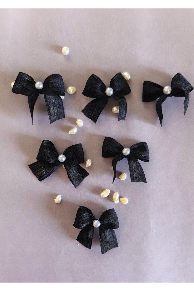 Black Pearl Detailed Linen Ribbon-20- Pieces
