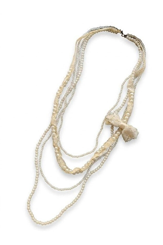 Multi-beaded necklace - cream