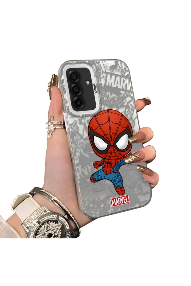 Samsung Galaxy A17 Compatible Spider Man Patterned Silicone Edge Hard Back Case Couple Phone Case