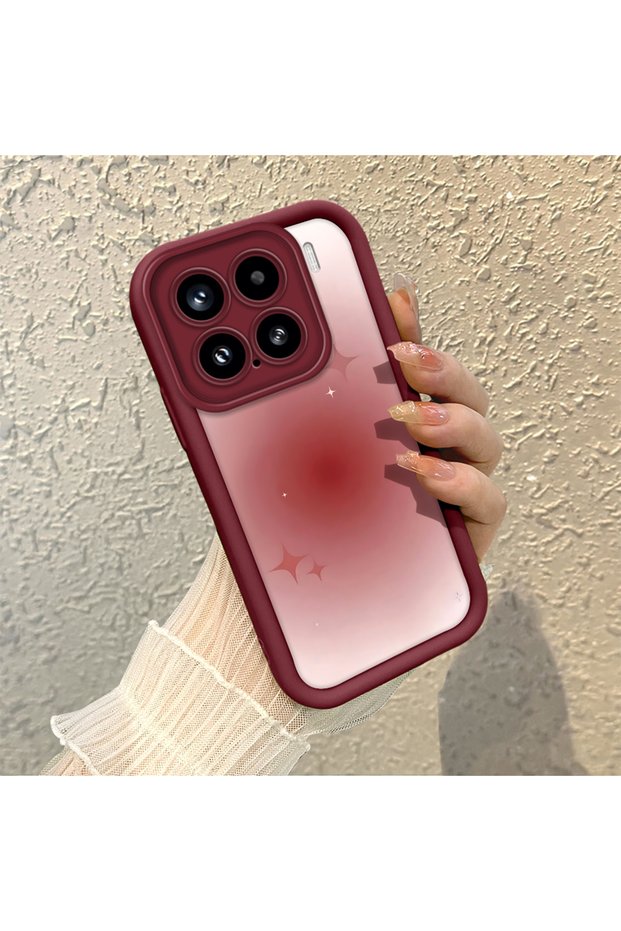 Mi 15 5g Compatible Burgundy Blur Gradient Star Pattern Silicone Case, Aesthetic Shockproof