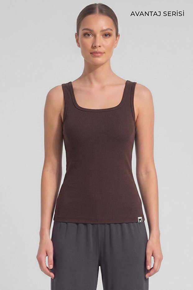 Egyptian Women's Camisole T-Shirt with Closed Back Straps, Brown