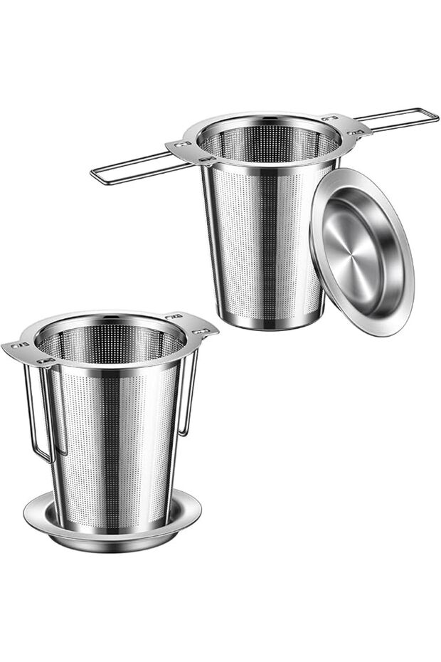Tea Strainer Long Handled, Stainless Steel Loose Leaf Tea Infuser Basket with Foldable Handle for Mu