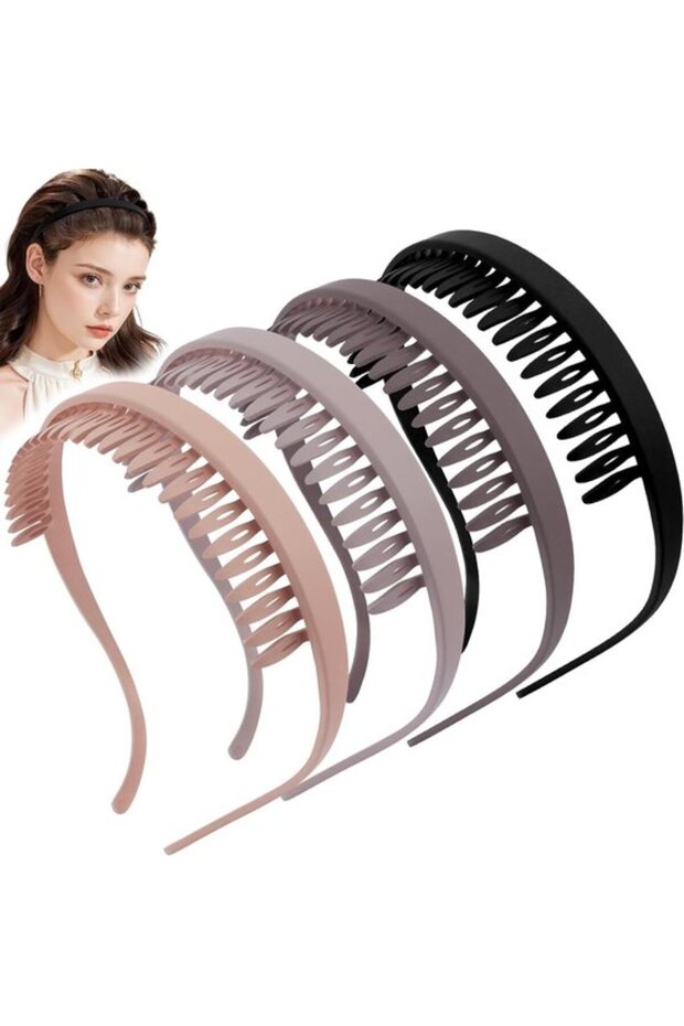 Headbands 4pc zigzag non-slip for thick hair/glasses.