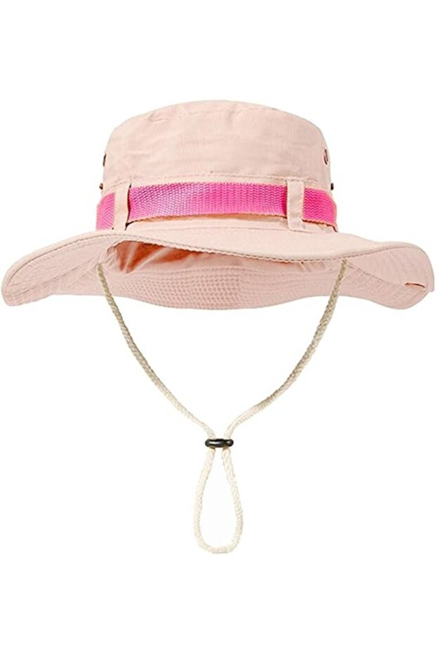 This unisex drawstring bucket hat is made of breathable polyester fabric and suitable for gardening, camping, traveling, wearing with a ponytail.