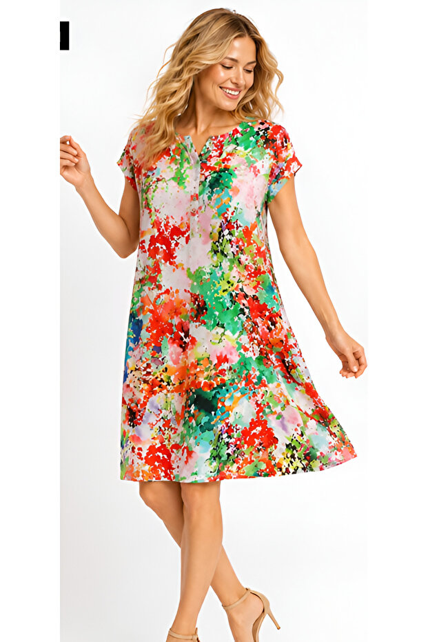Viscose Voile Patterned Summer Dress Lisbon