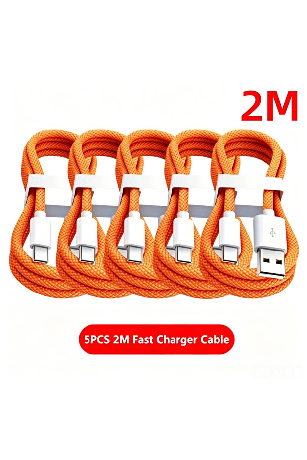 Orange 5PCS-2 M 5PCS USB A Cable to USB C 240W Fast Charging Charger Cable Supports Fast Charging Fo