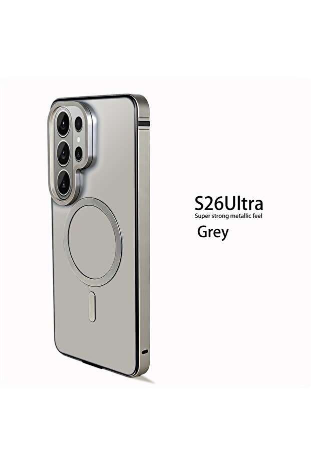 S26 Ultra Grey Metal Titanium Magnetic Suction Phone Casing For Samsung Galaxy S26 Ultra Luxury Stai