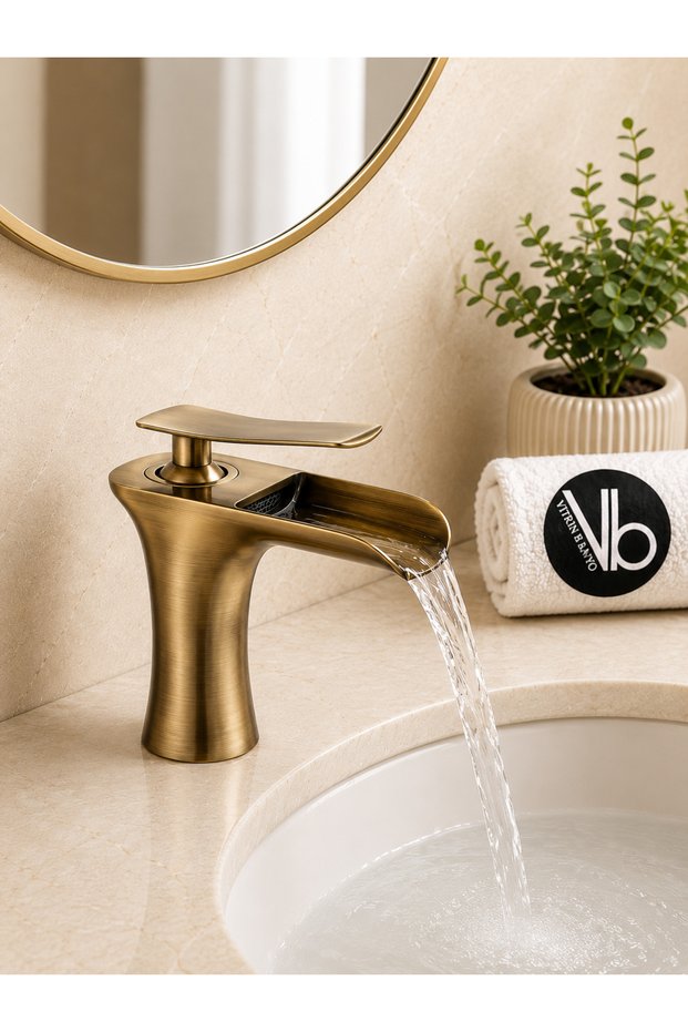 Antique Waterfall Sink Faucet Brushed Antique Tumbled Waterfall Sink Tap Antique Washbasin Faucet Antique Faucet