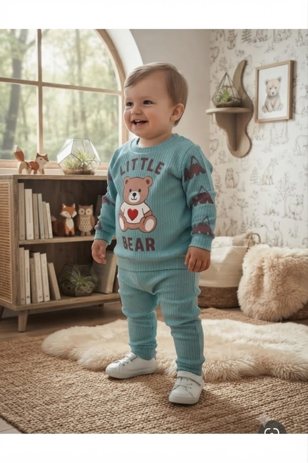 100% Cotton Combed Cotton Unisex Pajama Set Green 6-18 Months