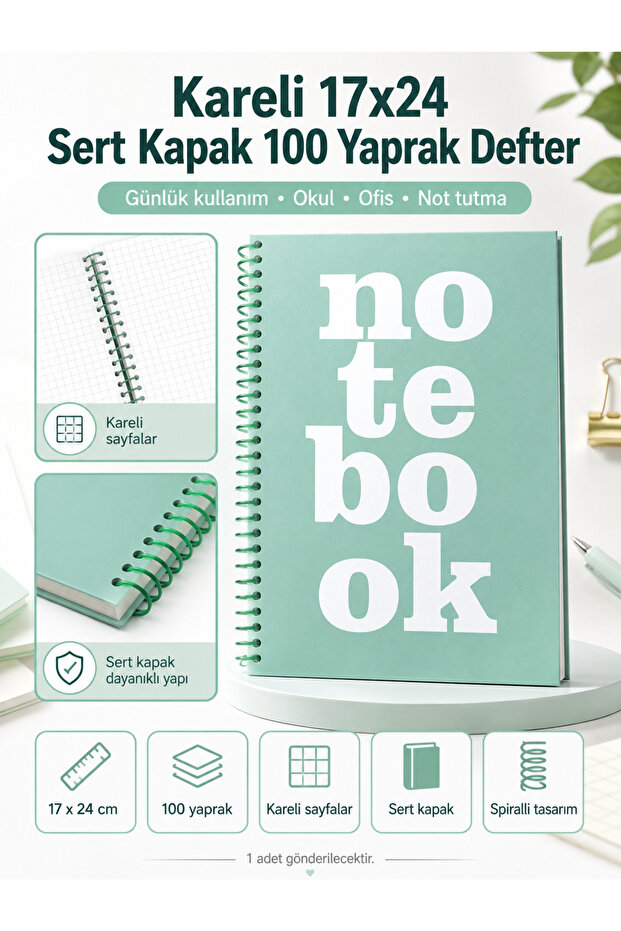 Checkered Hard Cover Notebook 17X24 Spiral 100 Sheets