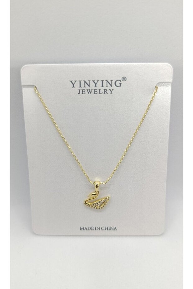 Odette Gold Color Stone Swan Crispy Necklace (40+5 cm)