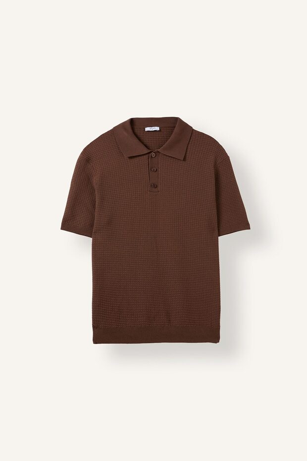 Standard Fit Short Sleeve Textured Basic Polo Knitwear T-Shirt H8549Ax26Au