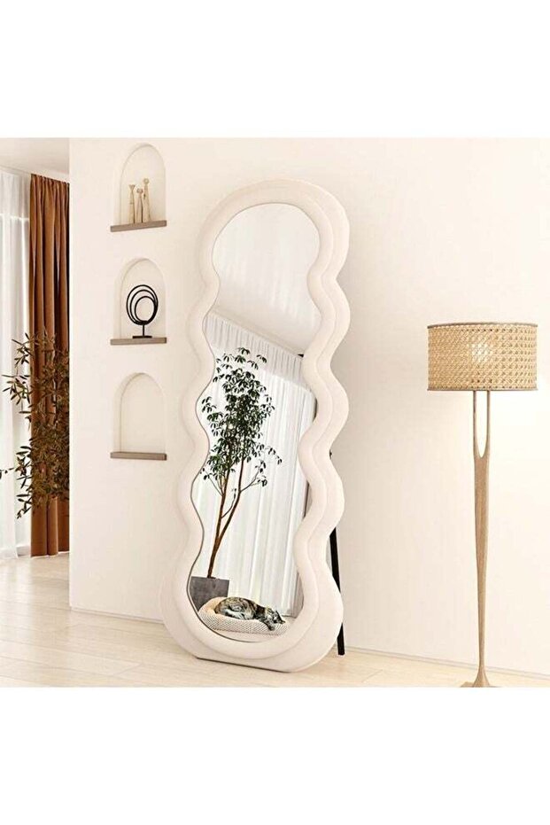 Wavy Shaped Full Length Dressing Mirror 70X170 CM Off White