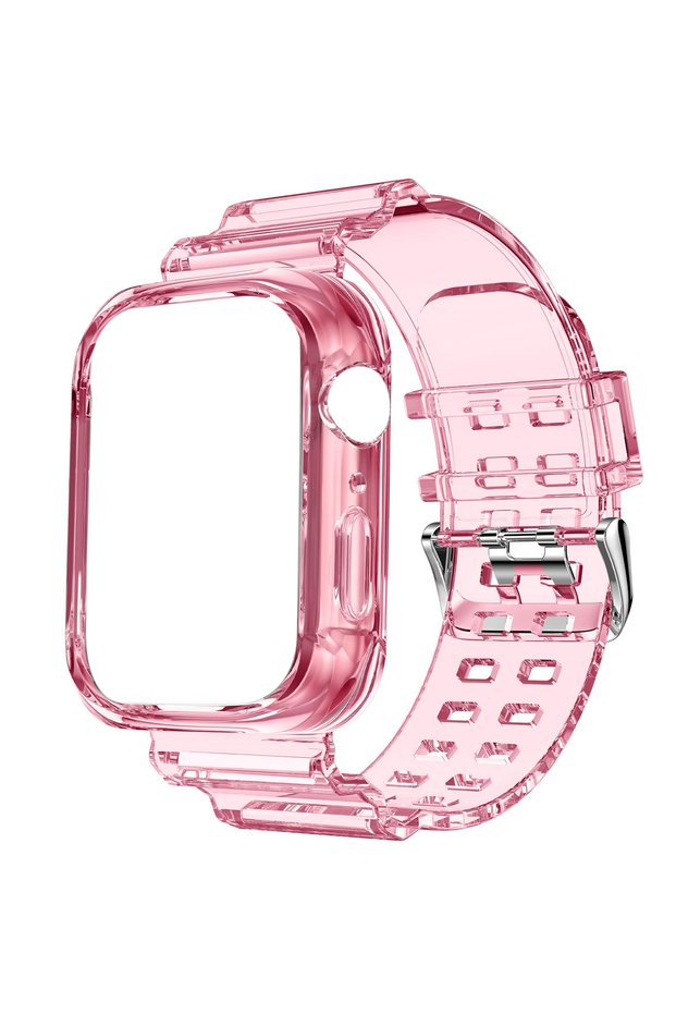 42-44-45-46mm pink For Apple Watch Band 11/10/9/8/7/6/5/4/SE/Ultra Transparent Silicone Bracelet iWa