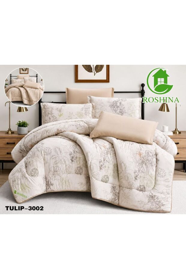 مفرش سرير نفرين 6 قطع -مشجر مقاس 220*240