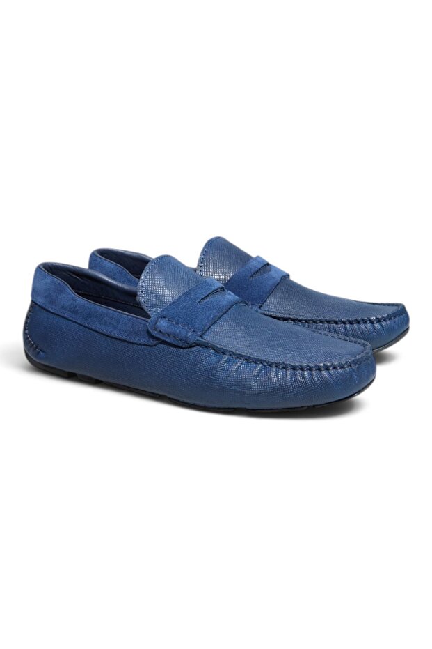 Dark Blue Suede - Dark Blue Parazite Dark Blue Color Laceless Genuine Leather Men's Shoes