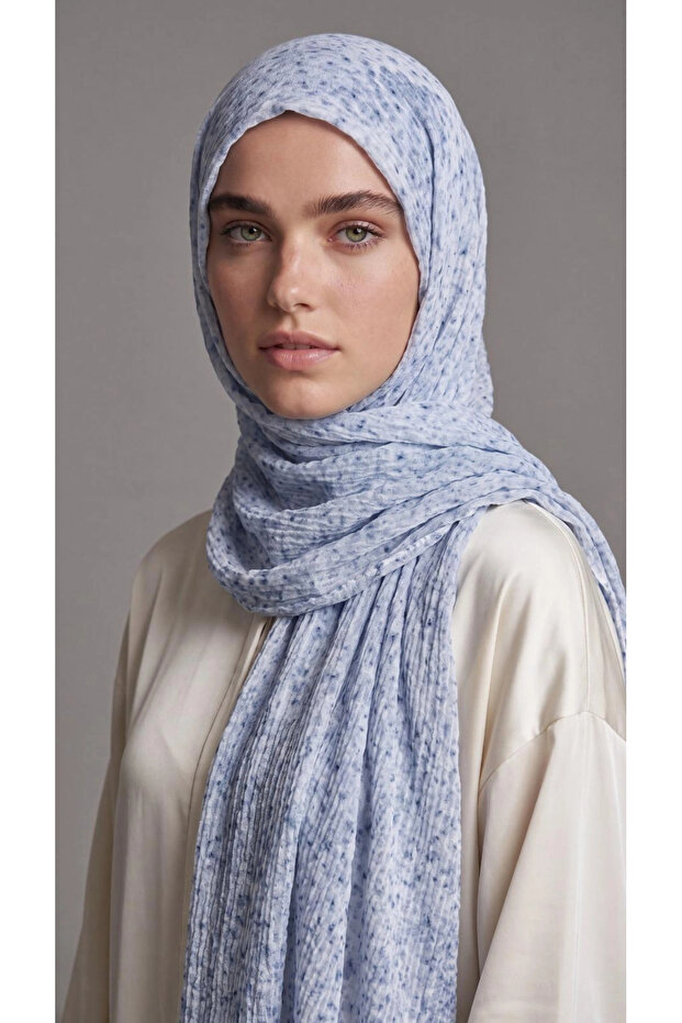 Muslin Spotted Shawl Ice Blue