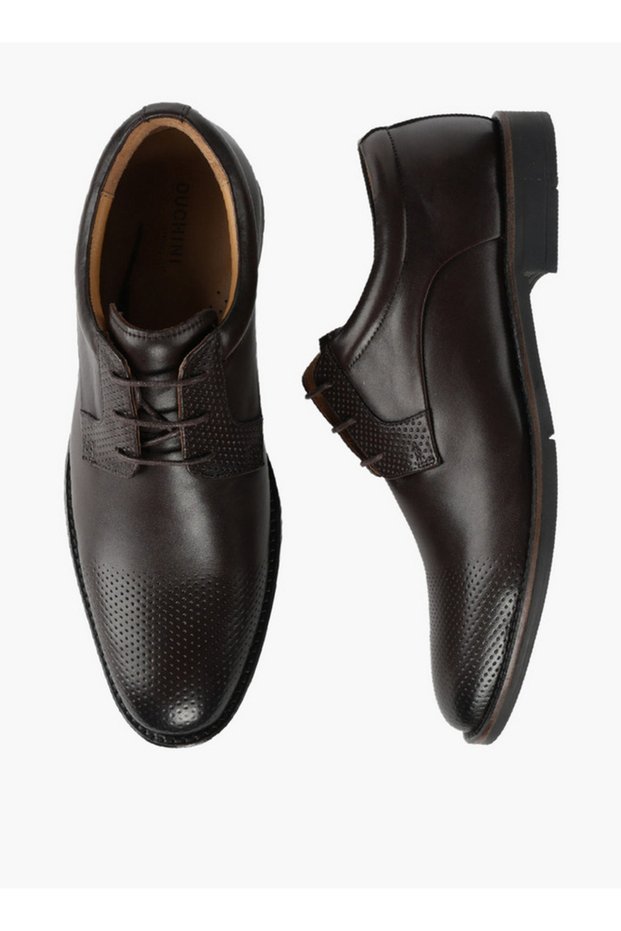 Men Leather Lace-Up Derby Shoes