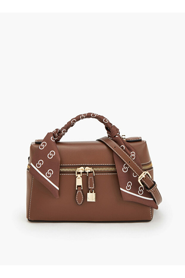 Solid Crossbody Bag with Scarf Detail