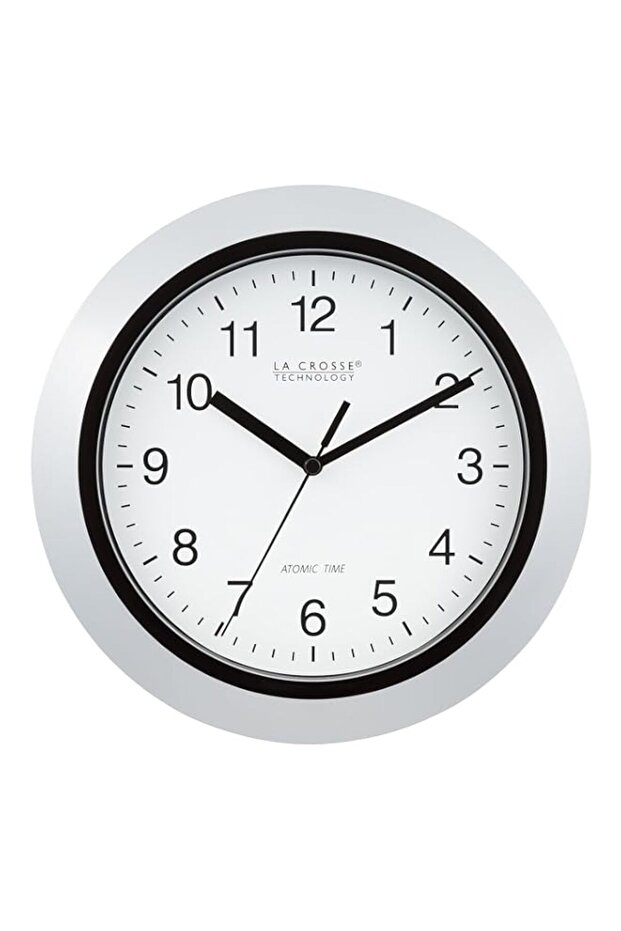 La Crosse Technology Atomic Analog WT-3102S-INT Wall Clock, 10 Inch, Silver