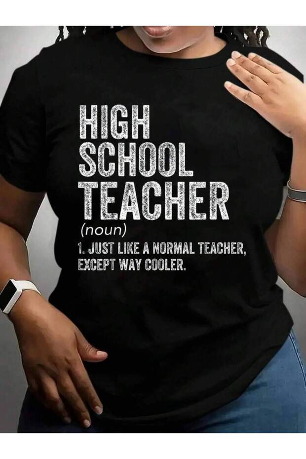 تي شيرت أسود برسومات مطبوعة من High Teacher Back To School