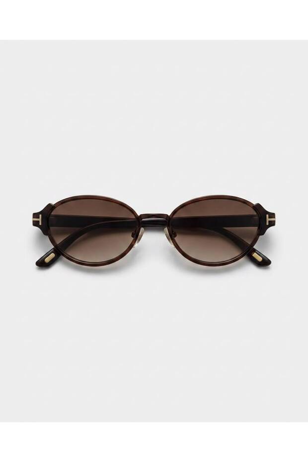 Nivra Oval Brown Trend Color Sunglasses Bone Sap Premium