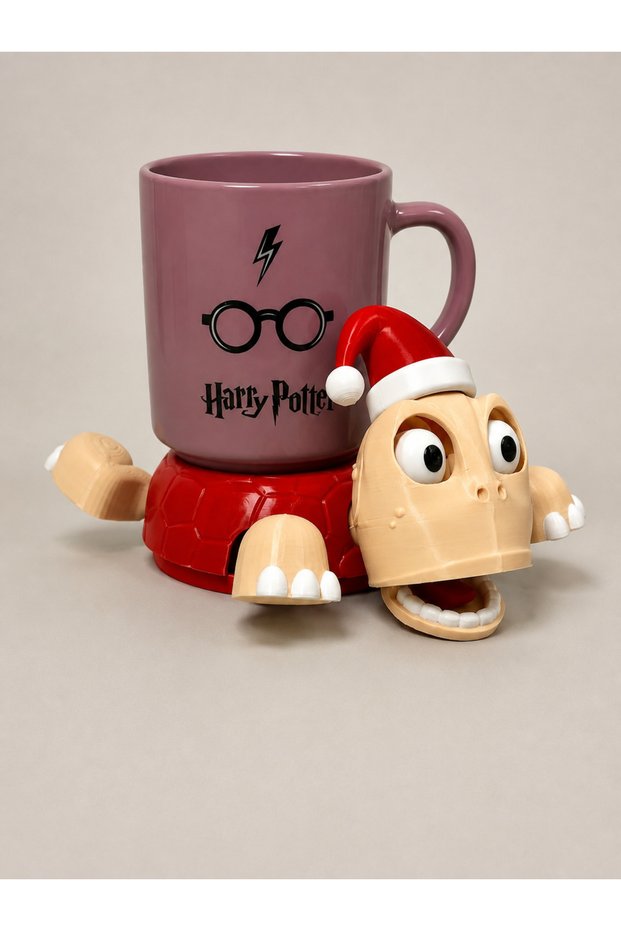 Christmas Cup Holder Turtle with Christmas Hat Mug Holder Desktop Decor New Year Gift