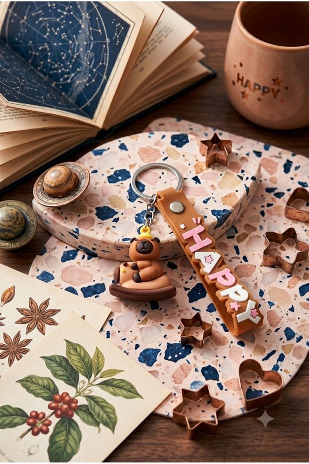 Cute Capybara Figured Silicone Brown Keychain & Bag Charm