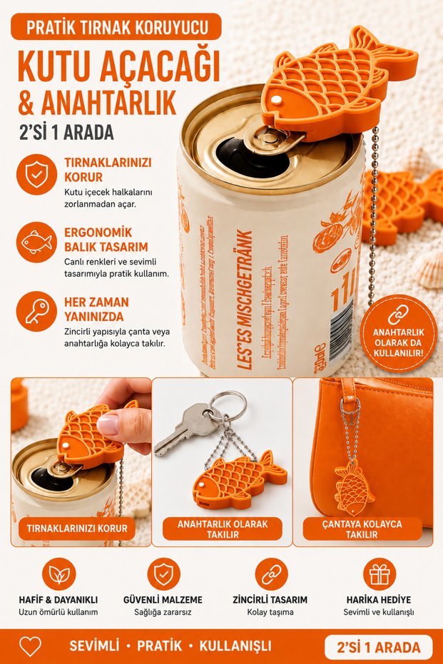Practical Nail Protector Fish Design Box Beverage Opener and Keychain | 2 in 1