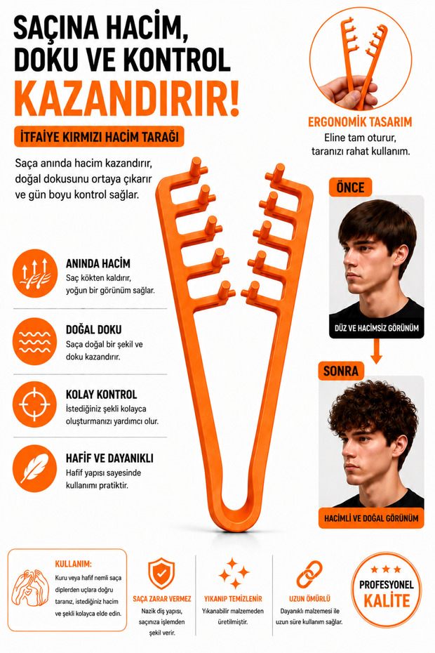 Ognami3D 3D Printing Wide Tooth Hair Styling Comb Ergonomic Comb