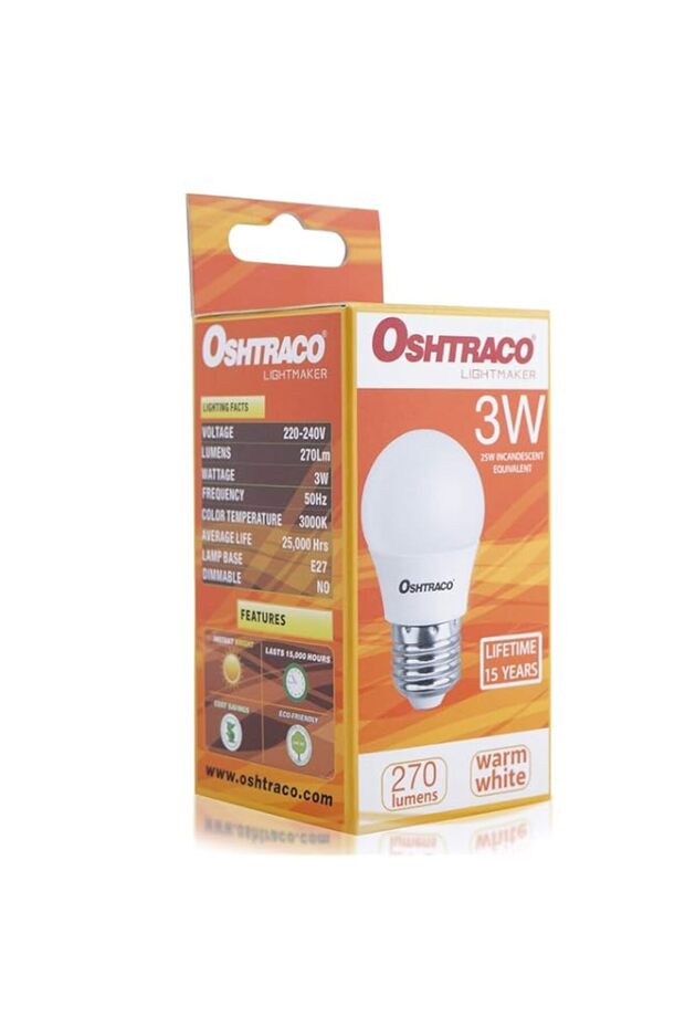 Oshtraco 3 Watt E27 Warm White LED Bulb