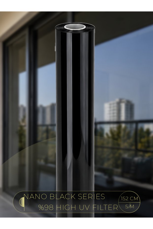 152 cm X 5 Meters | %15 | Black Window Film | Dark Tone | Nano Technology Layer | Office and Building Solar Control Film