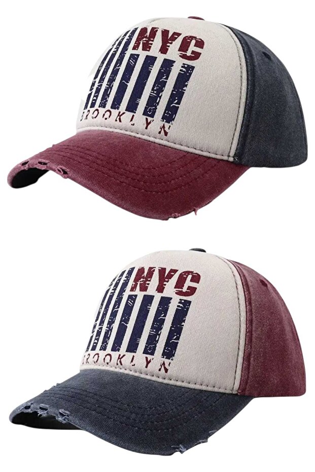Unisex Vintage Nyc Brooklyn Embroidered Adjustable Baseball Cap Hat Set of 2