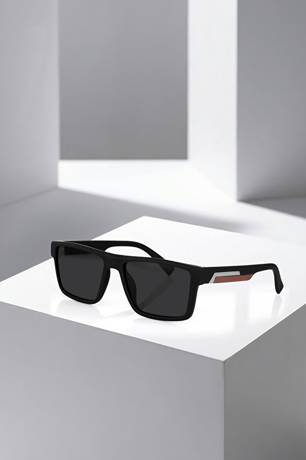 Polarized Rectangular Frame Men Sunglasses Matte Black Pink Color Plg-2117C3