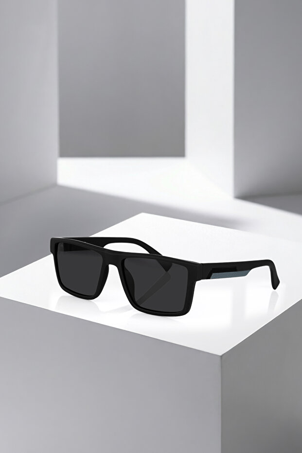 Polarized Rectangular Frame Men Sunglasses Matte Black Grey Color Plg-2117C1