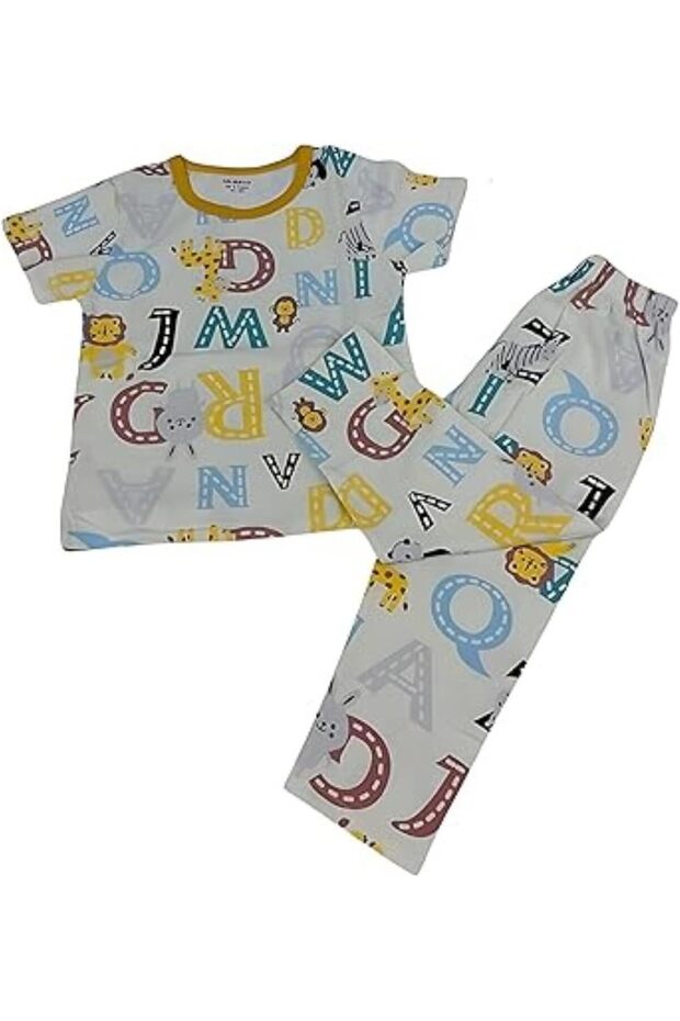 ABC Monkey Kids Nightsuit Top & Bottom Sleepwear Dress Suitable for Kids, Toddlers, and Infants