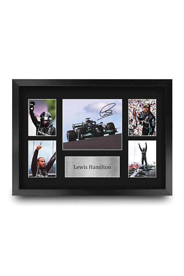Alayra Framed FR A3 Lewis Hamilton Gifts Printed Signed Autograph Presentation Display for F1 Formula 1 Racing Fans - A3 Framed