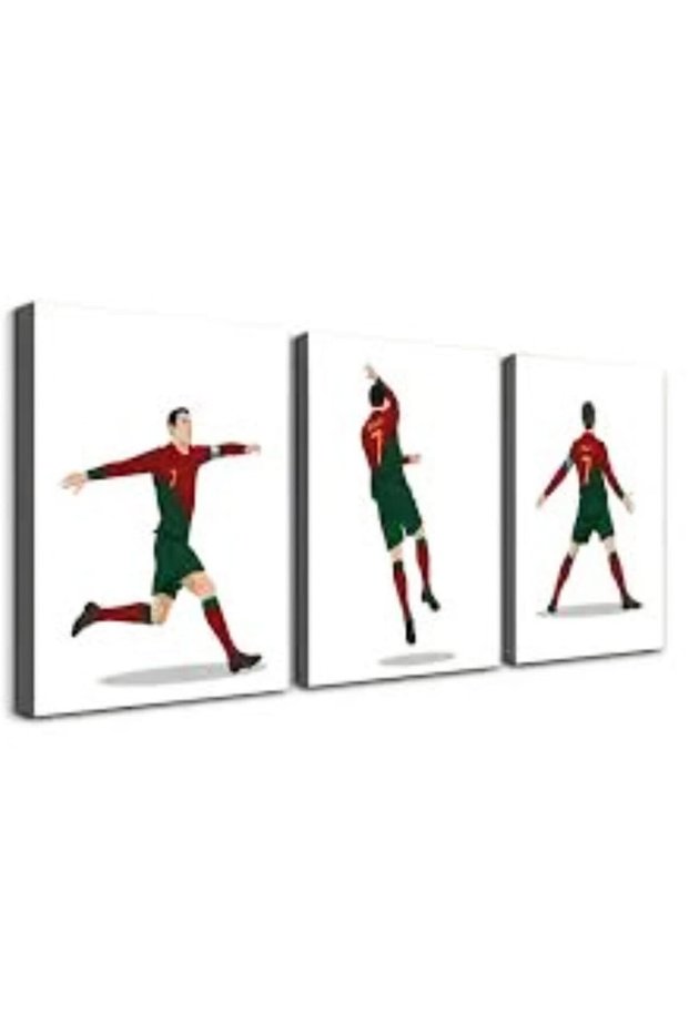 Alayra FramedWall Art Cristiano Ronaldo Set of Three Pictures, Criistiano Ronaldo Siuu Celebration,Portugal National Team, Ready to Hang-30x40 cm