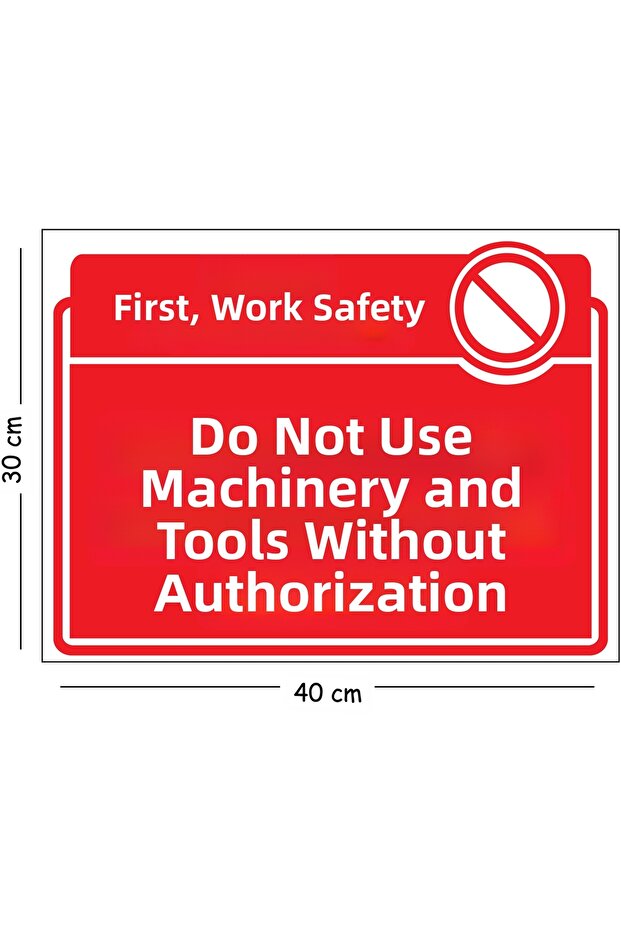 Metal Warning Sign: Using Unlicensed Machines and Equipment 30X40 cm A3 - Occupational Safety Sign