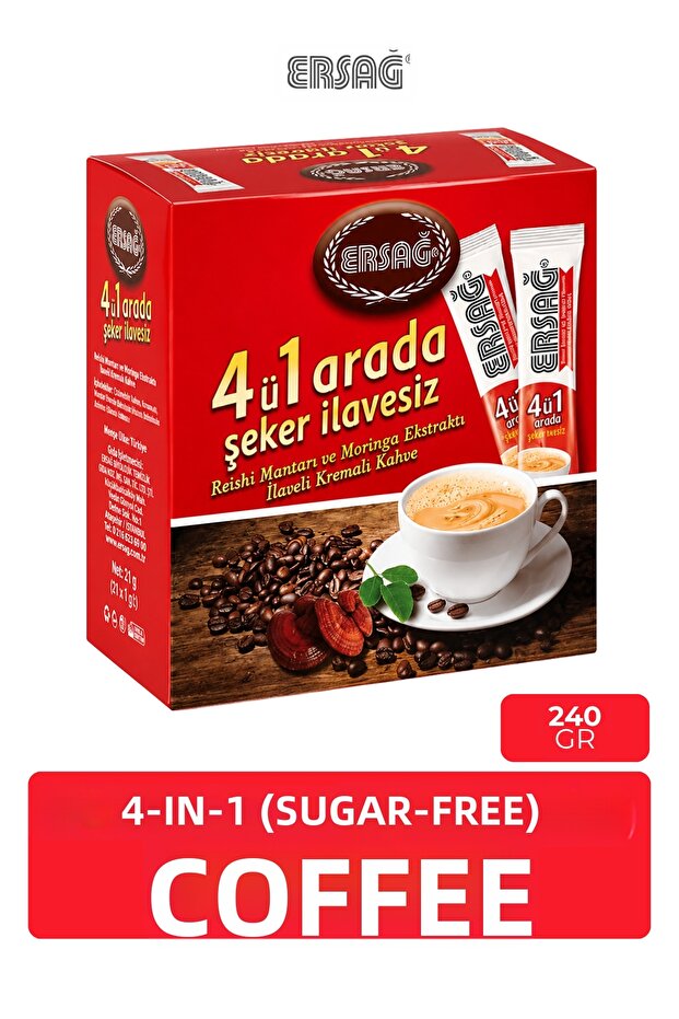 4-in-1 Instant Coffee Containing Reishi Mushroom and Moringa 240 Gr