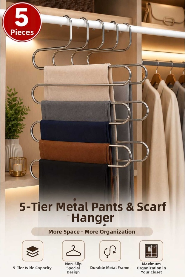 5-Piece Metal Pants & Scarf Hanger